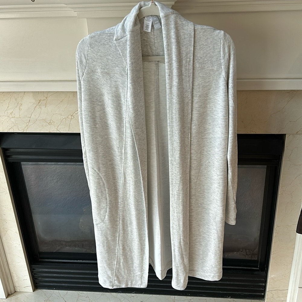 Athleta Marled Gray Long Duster Open Front Cardigan Size XXS